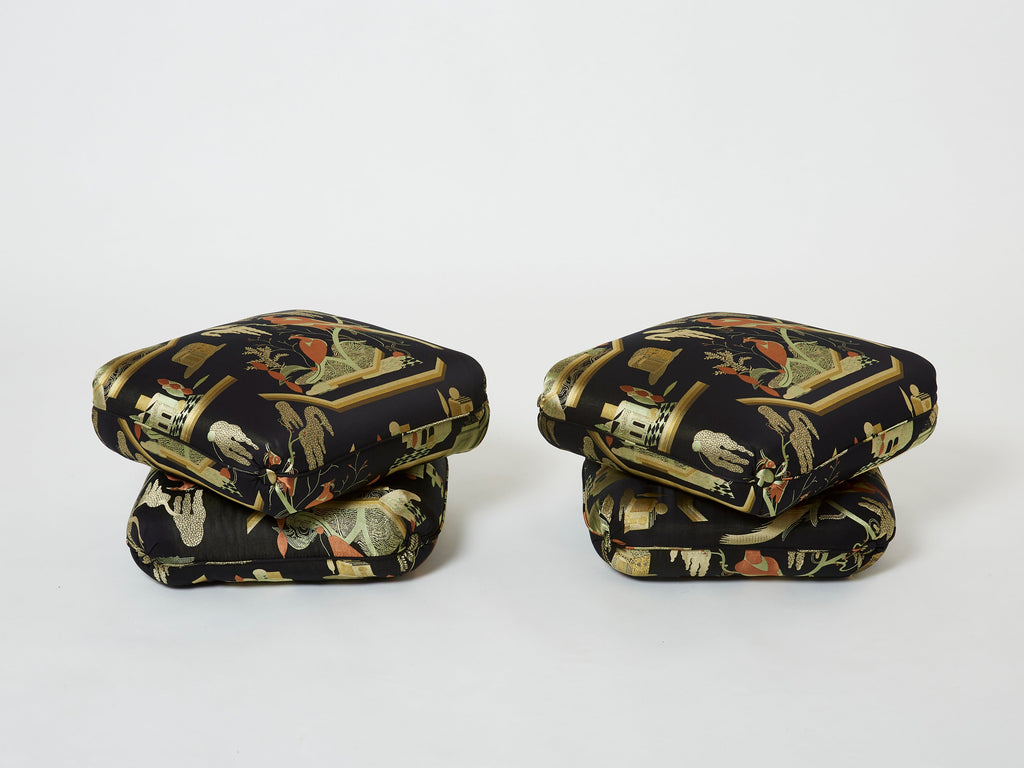 Jacques Charpentier for Maison Jansen pair of ottomans Dedar upholstery 1970s