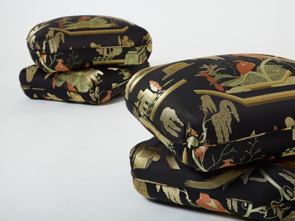 Jacques Charpentier for Maison Jansen pair of ottomans Dedar upholstery 1970s