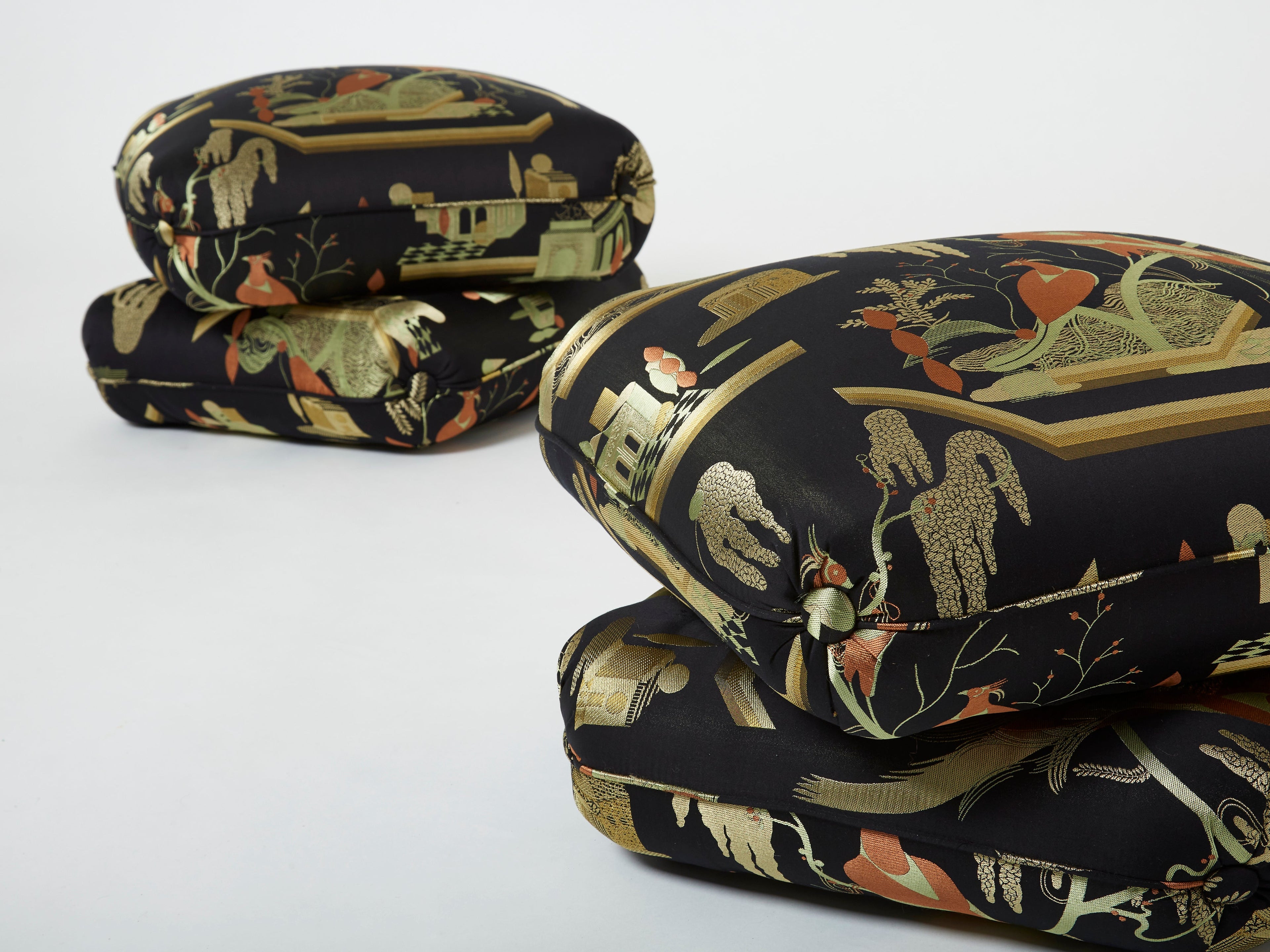 Jacques Charpentier for Maison Jansen pair of ottomans Dedar upholstery 1970s