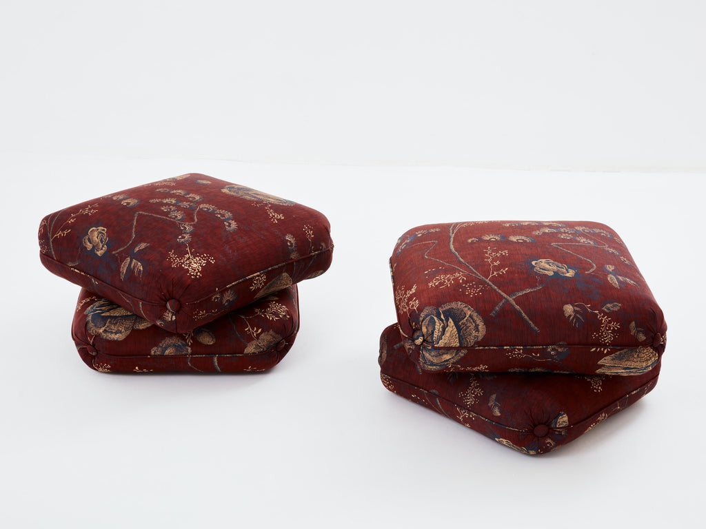 Jacques Charpentier for Maison Jansen pair of ottomans Métaphores upholstery 1970s