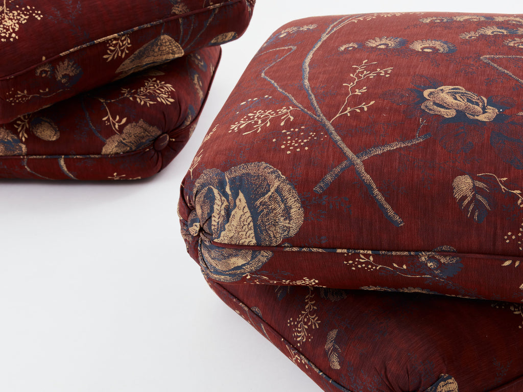 Jacques Charpentier for Maison Jansen pair of ottomans Métaphores upholstery 1970s