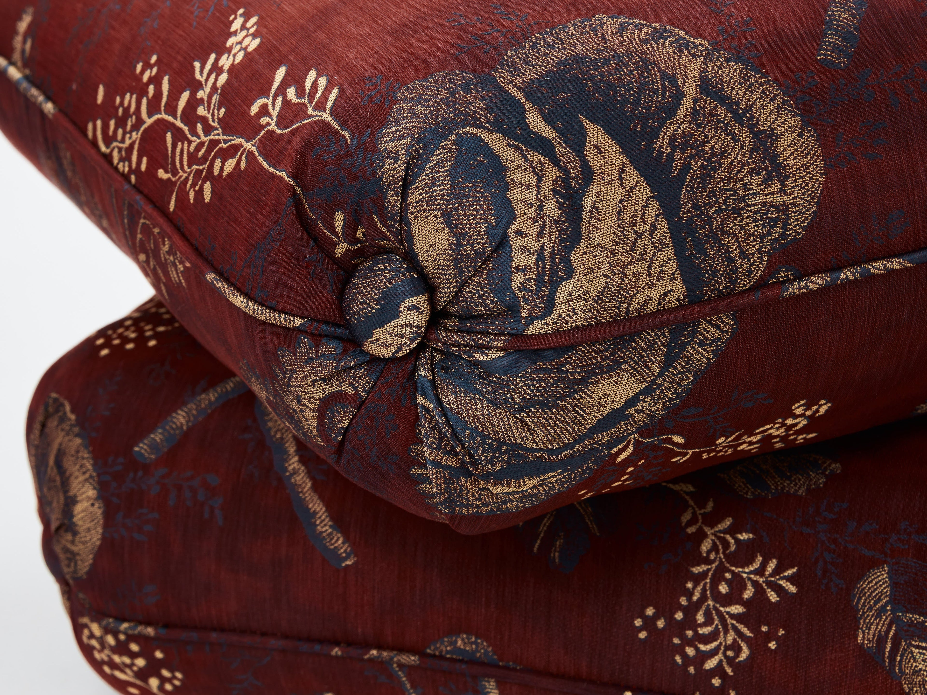 Jacques Charpentier for Maison Jansen pair of ottomans Métaphores upholstery 1970s