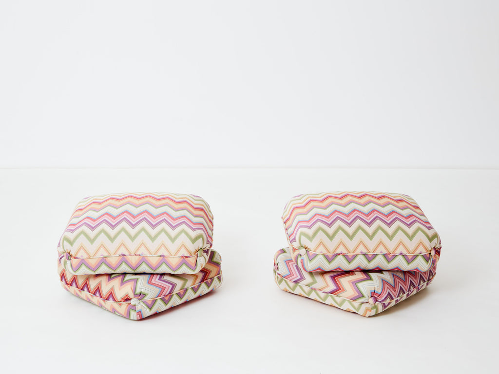 Jacques Charpentier for Maison Jansen pair of ottomans Missoni upholstery 1970s