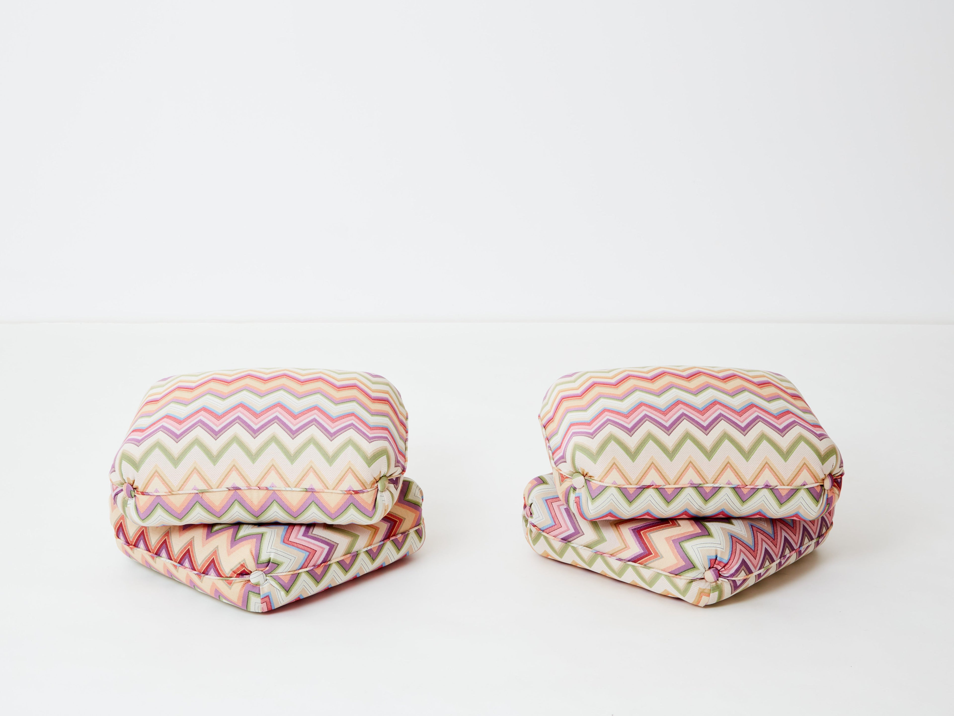 Jacques Charpentier for Maison Jansen pair of ottomans Missoni upholstery 1970s