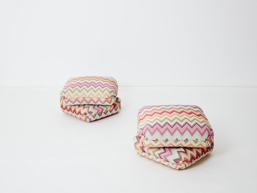 Jacques Charpentier for Maison Jansen pair of ottomans Missoni upholstery 1970s