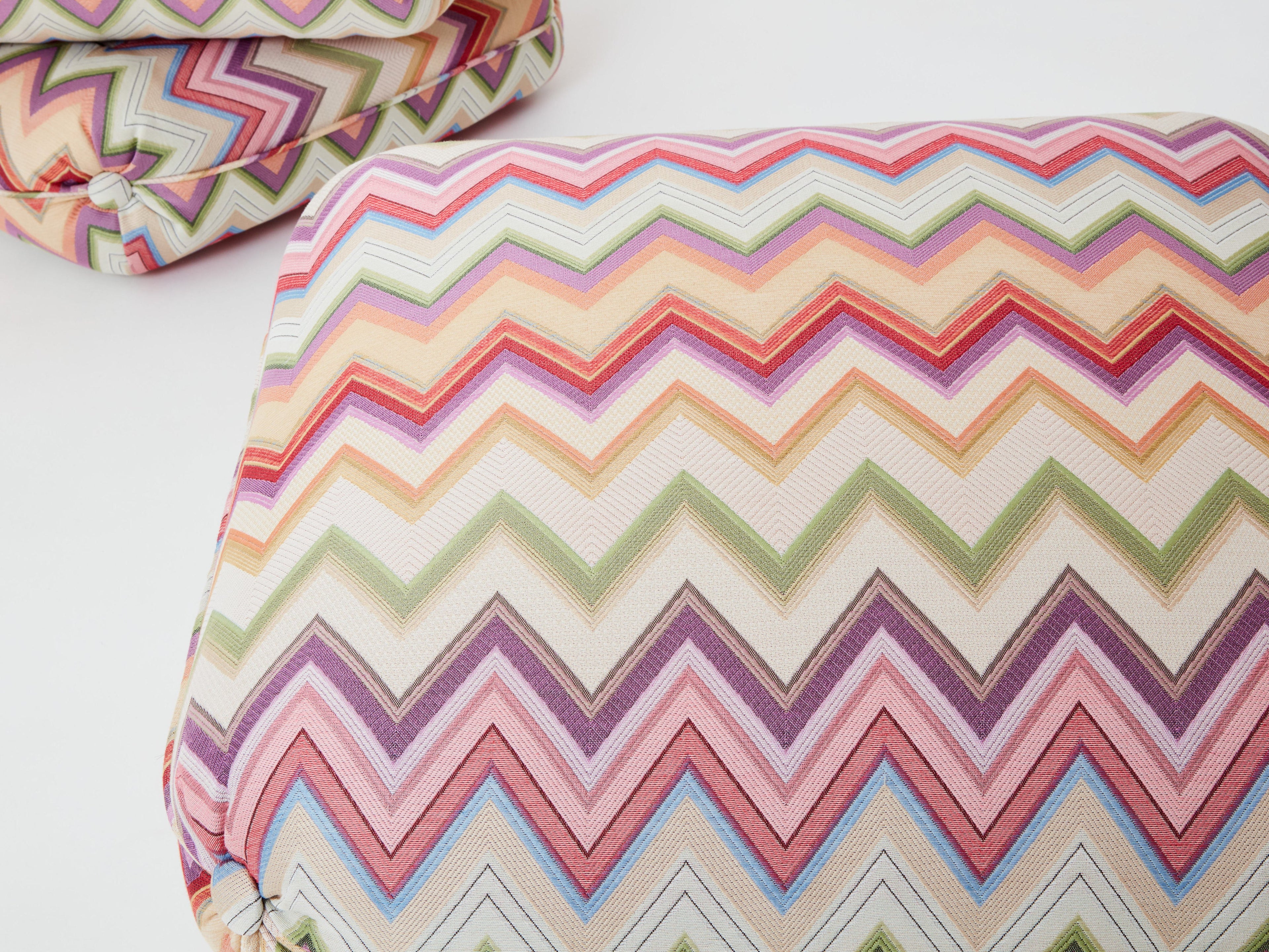 Jacques Charpentier for Maison Jansen pair of ottomans Missoni upholstery 1970s