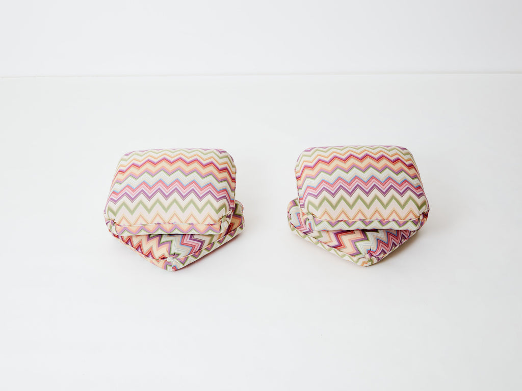 Jacques Charpentier for Maison Jansen pair of ottomans Missoni upholstery 1970s