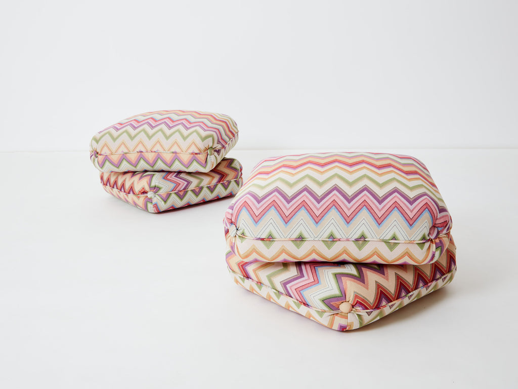 Jacques Charpentier for Maison Jansen pair of ottomans Missoni upholstery 1970s