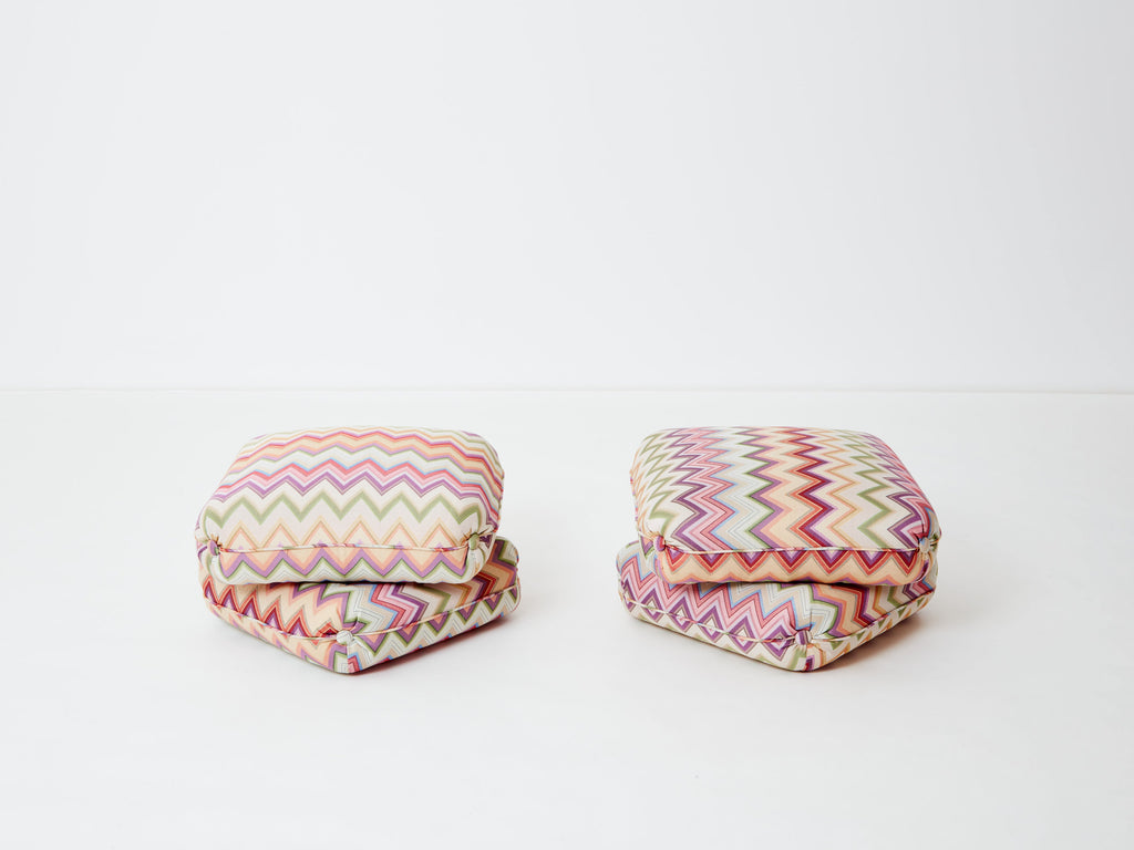 Jacques Charpentier for Maison Jansen pair of ottomans Missoni upholstery 1970s
