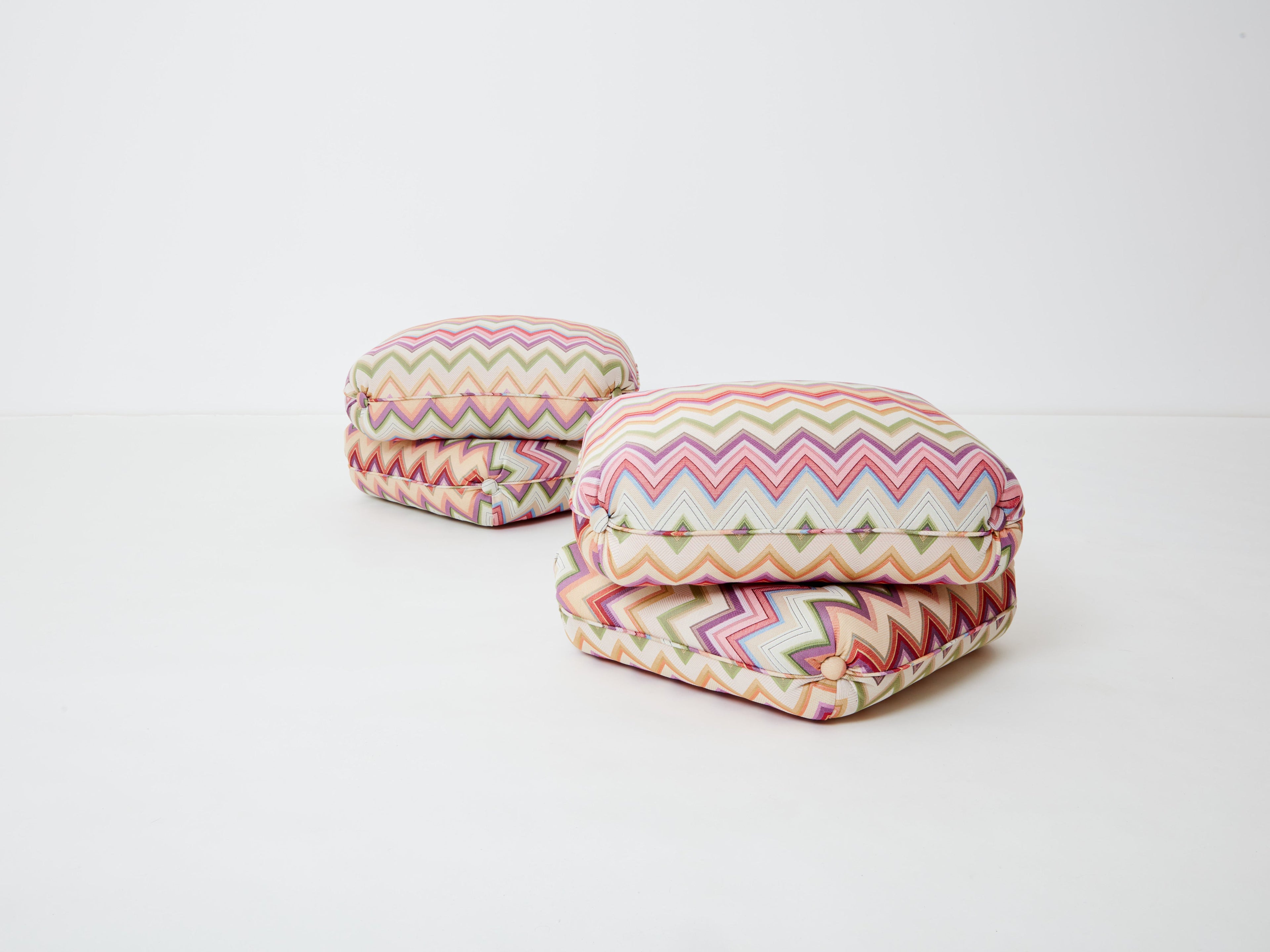 Jacques Charpentier for Maison Jansen pair of ottomans Missoni upholstery 1970s