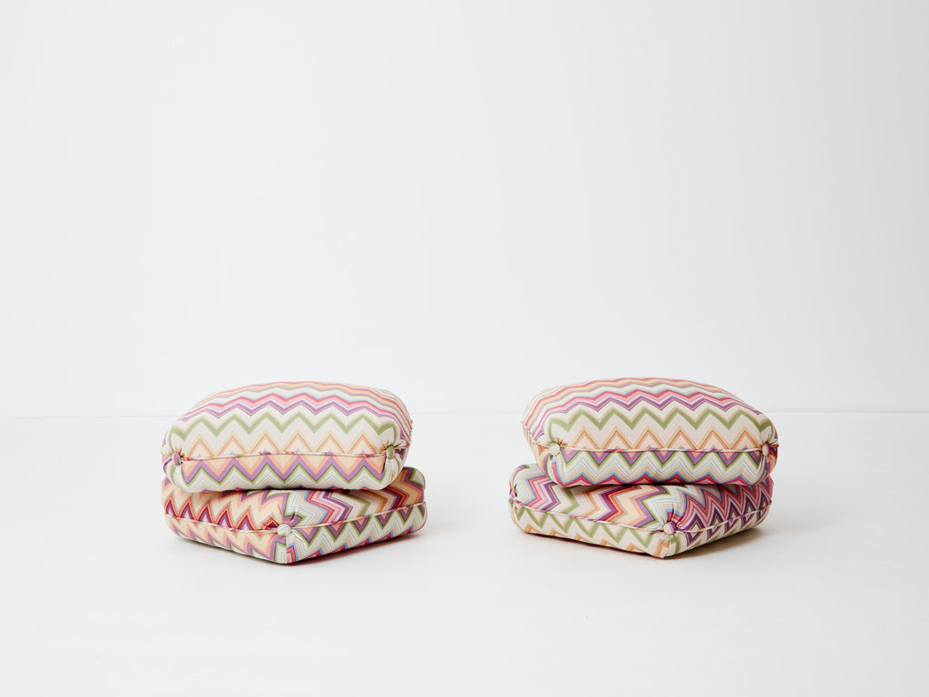 Jacques Charpentier for Maison Jansen pair of ottomans Missoni upholstery 1970s