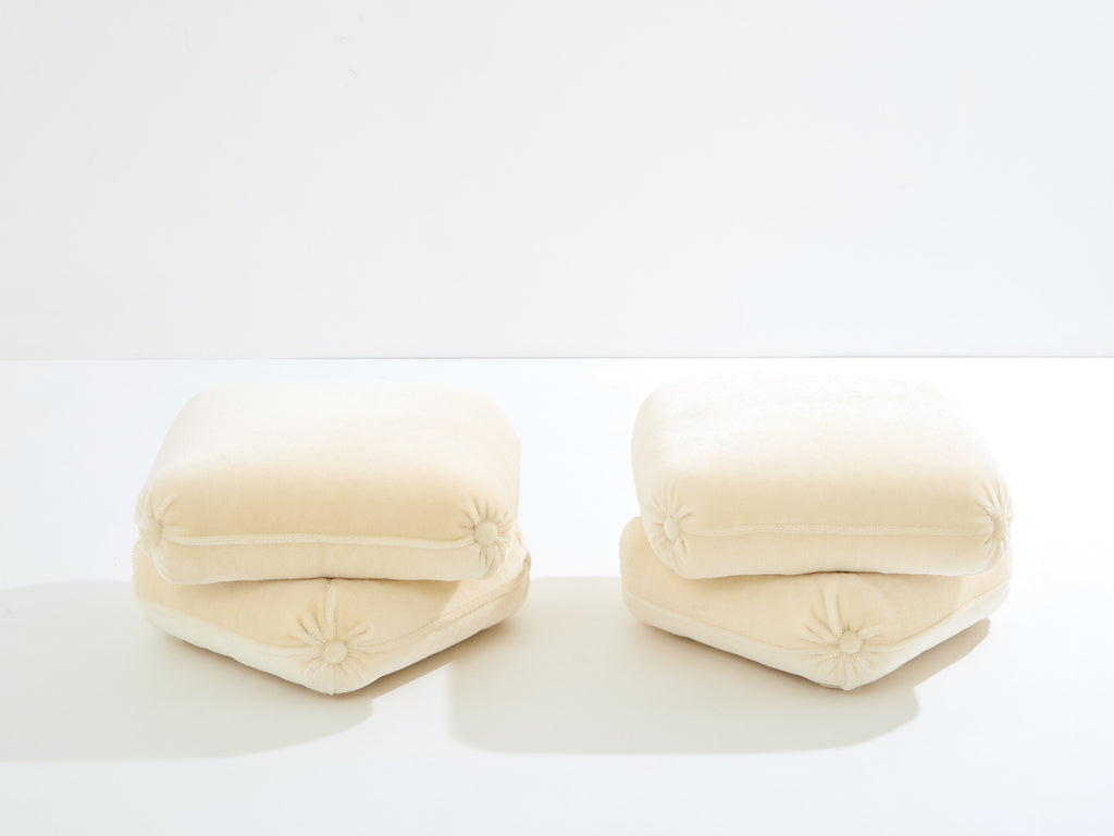 Jacques Charpentier for Maison Jansen pair of ottomans mohair velvet 1970s