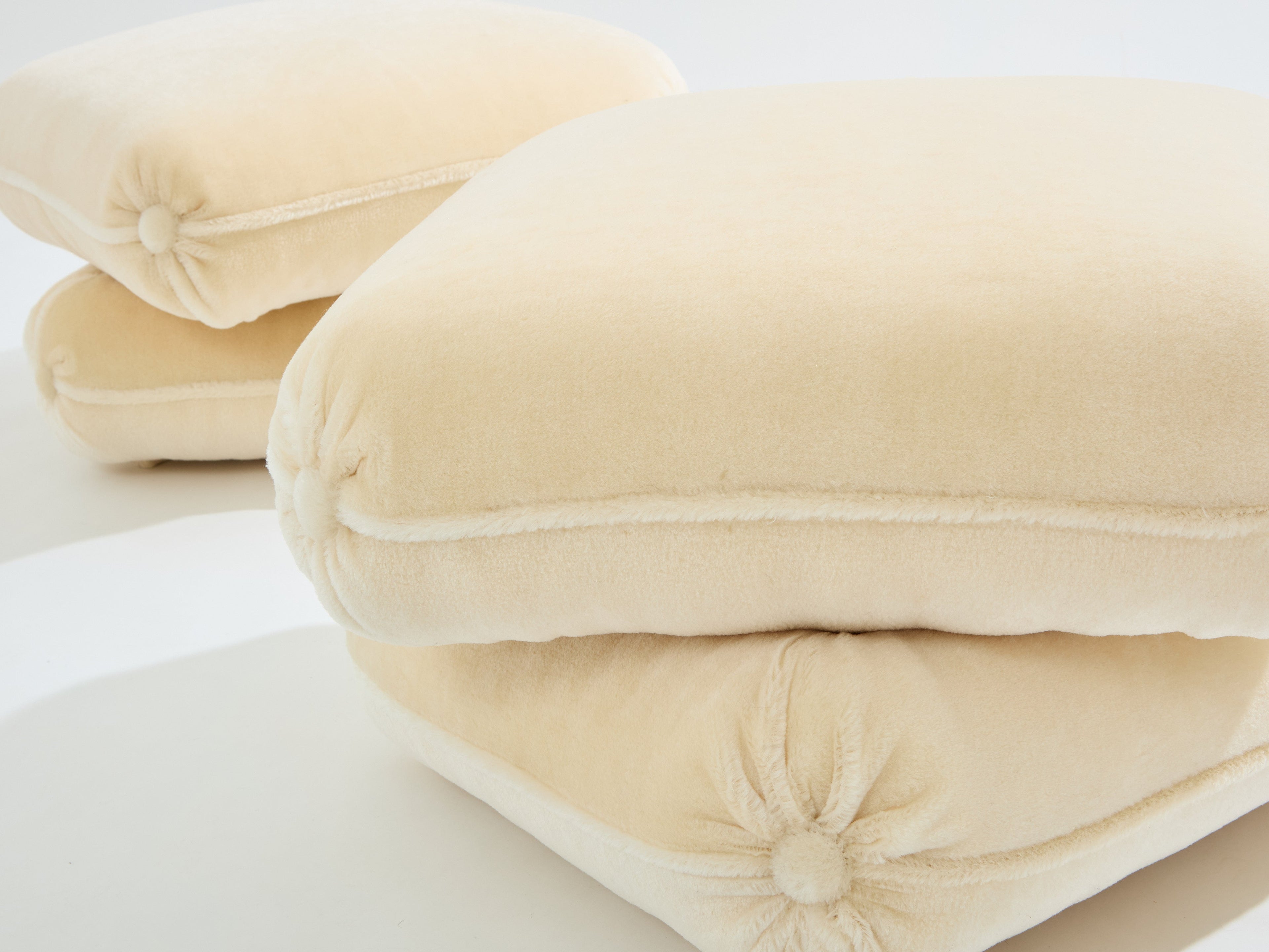 Jacques Charpentier for Maison Jansen pair of ottomans mohair velvet 1970s