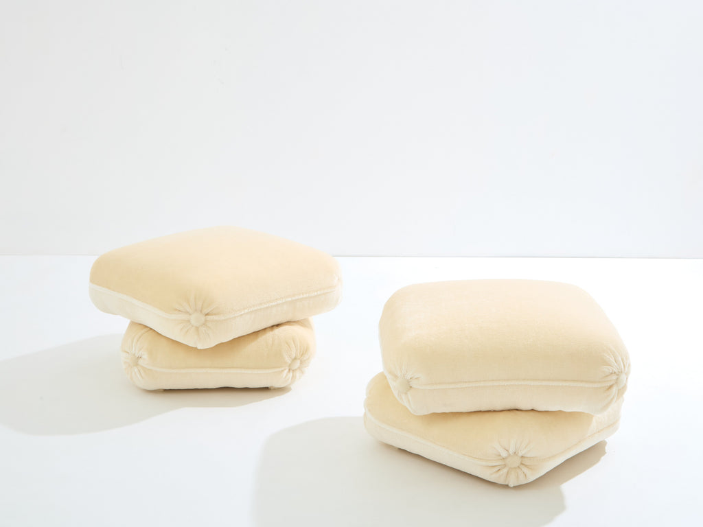 Jacques Charpentier for Maison Jansen pair of ottomans mohair velvet 1970s