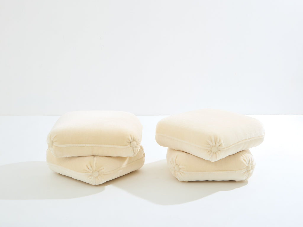 Jacques Charpentier for Maison Jansen pair of ottomans mohair velvet 1970s