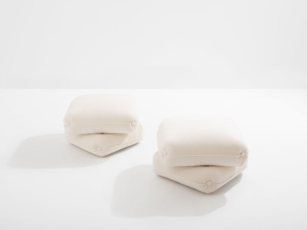 Jacques Charpentier for Maison Jansen pair of ottomans white alpaca 1970s