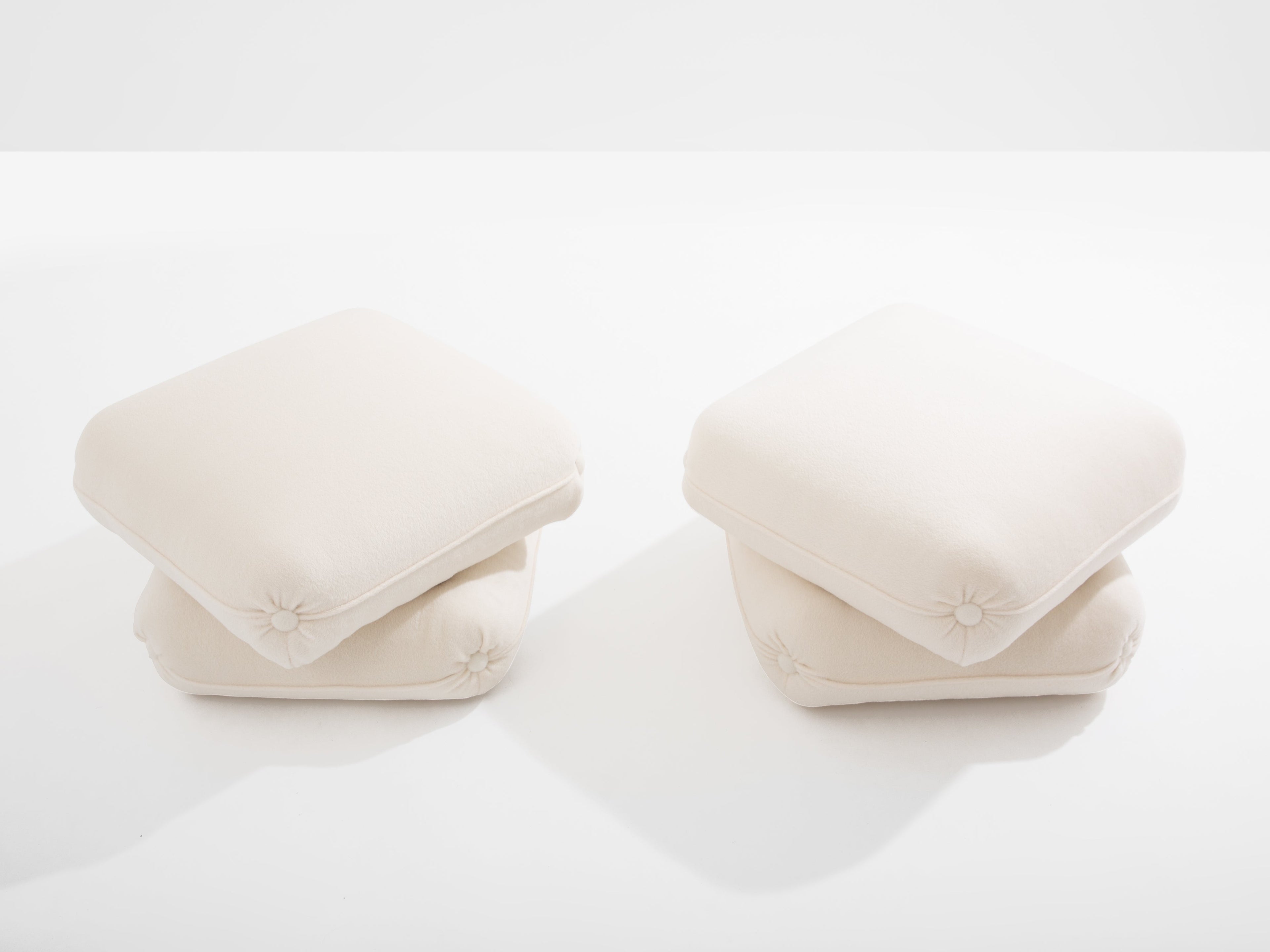 Jacques Charpentier for Maison Jansen pair of ottomans white alpaca 1970s