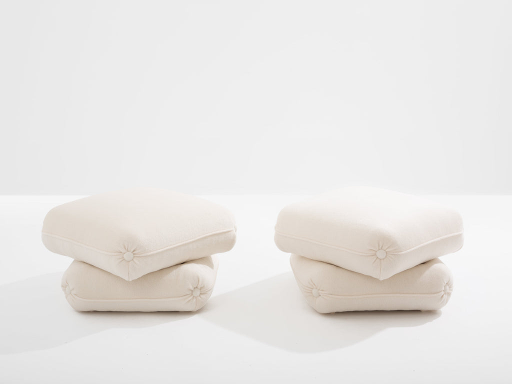Jacques Charpentier for Maison Jansen pair of ottomans white alpaca 1970s
