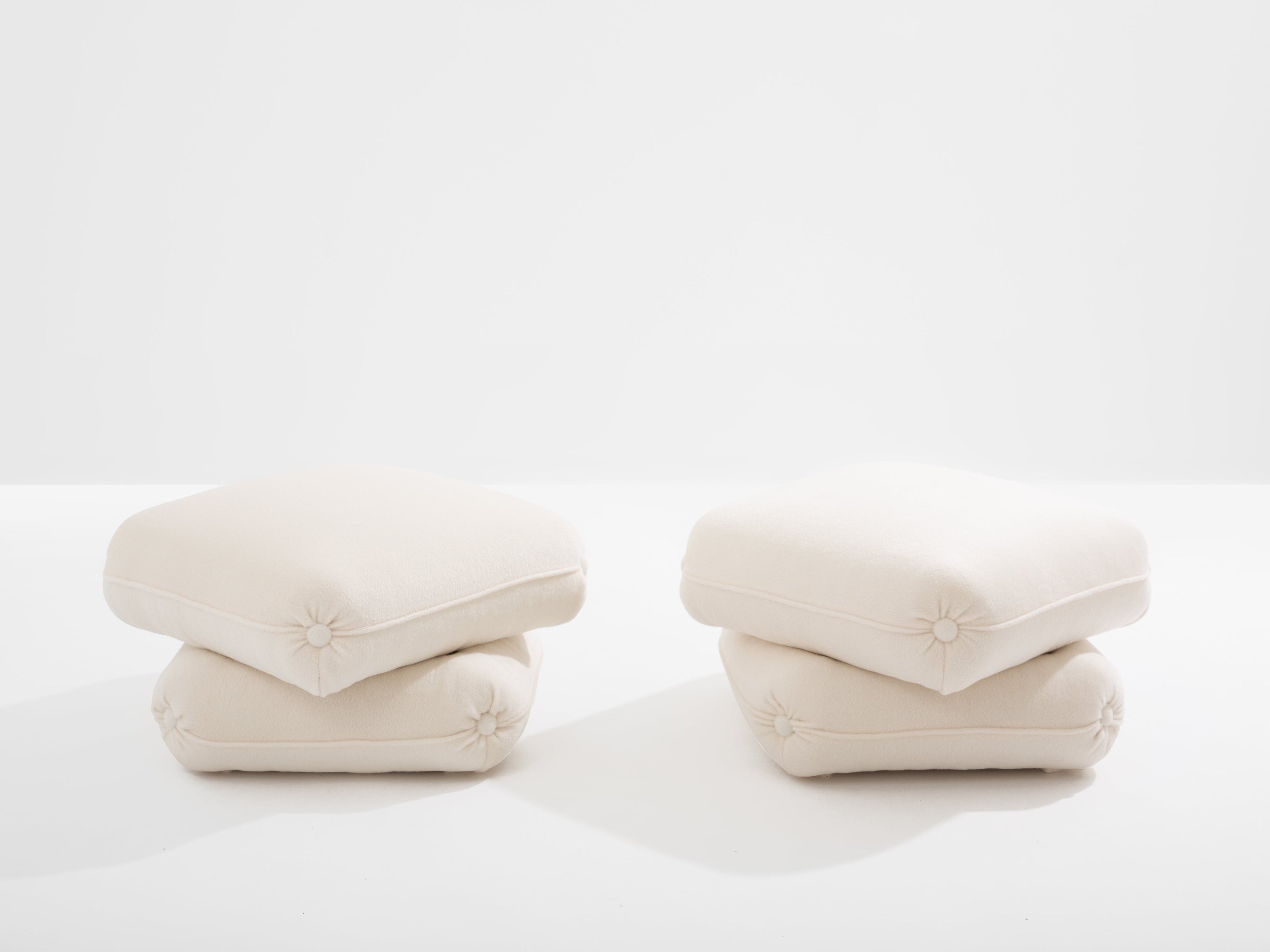 Jacques Charpentier for Maison Jansen pair of ottomans white alpaca 1970s