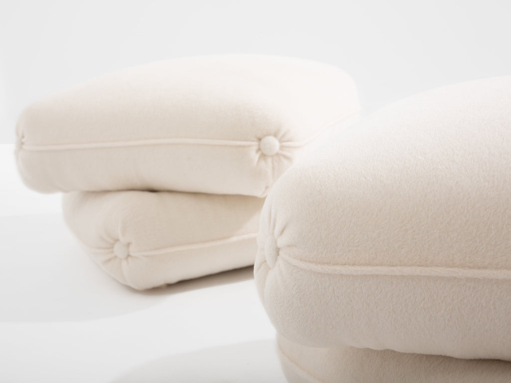 Jacques Charpentier for Maison Jansen pair of ottomans white alpaca 1970s