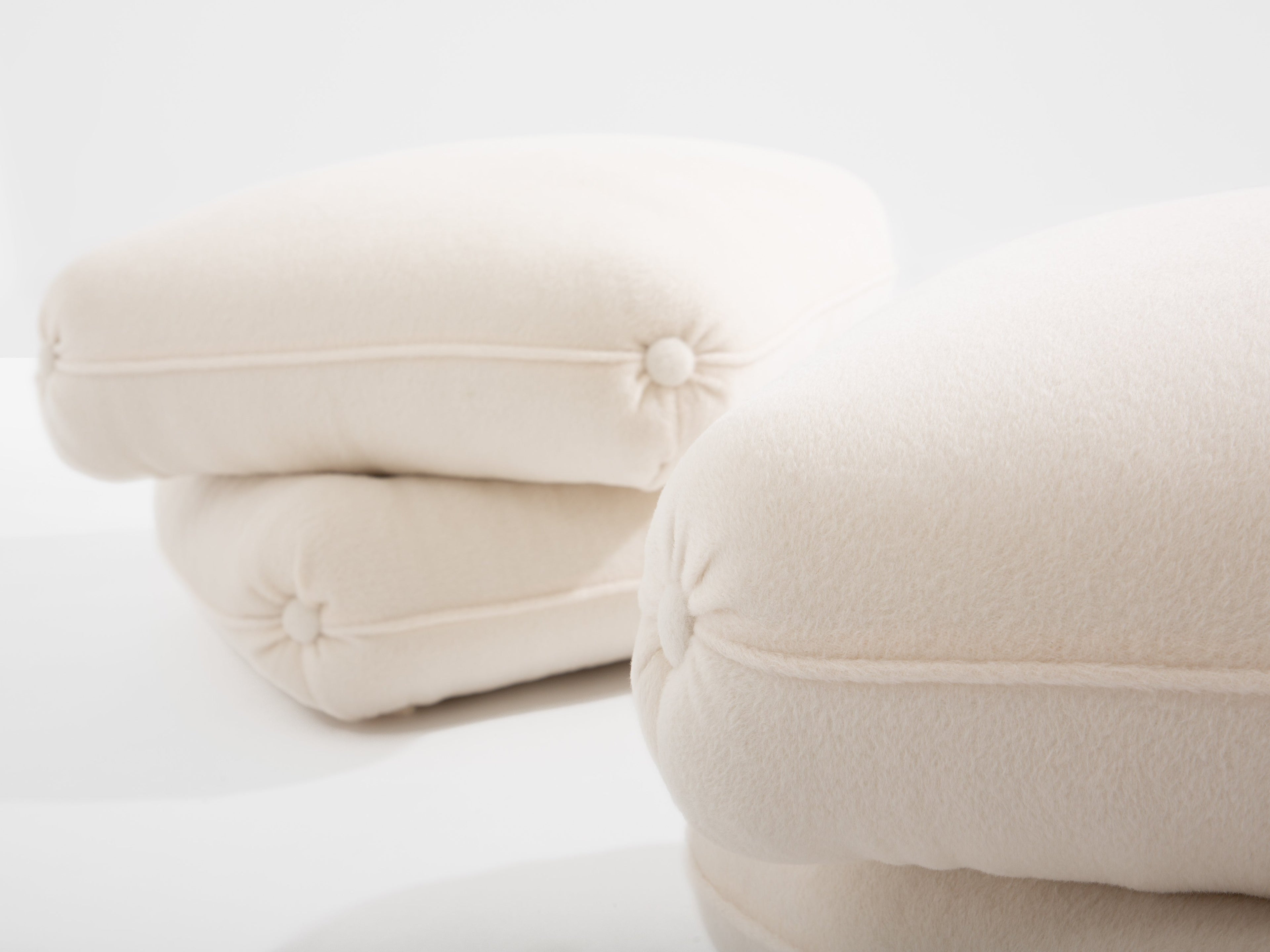 Jacques Charpentier for Maison Jansen pair of ottomans white alpaca 1970s