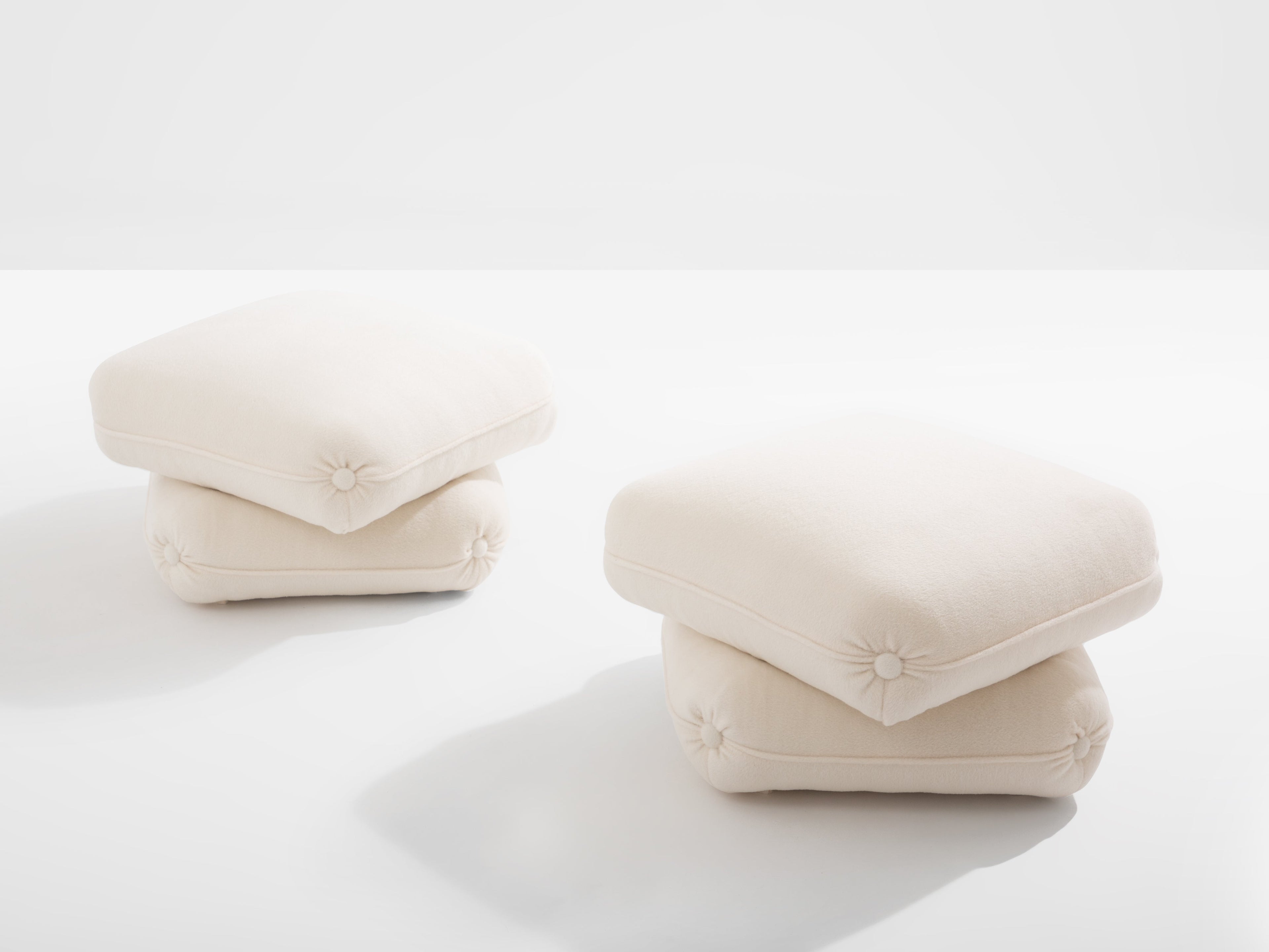 Jacques Charpentier for Maison Jansen pair of ottomans white alpaca 1970s