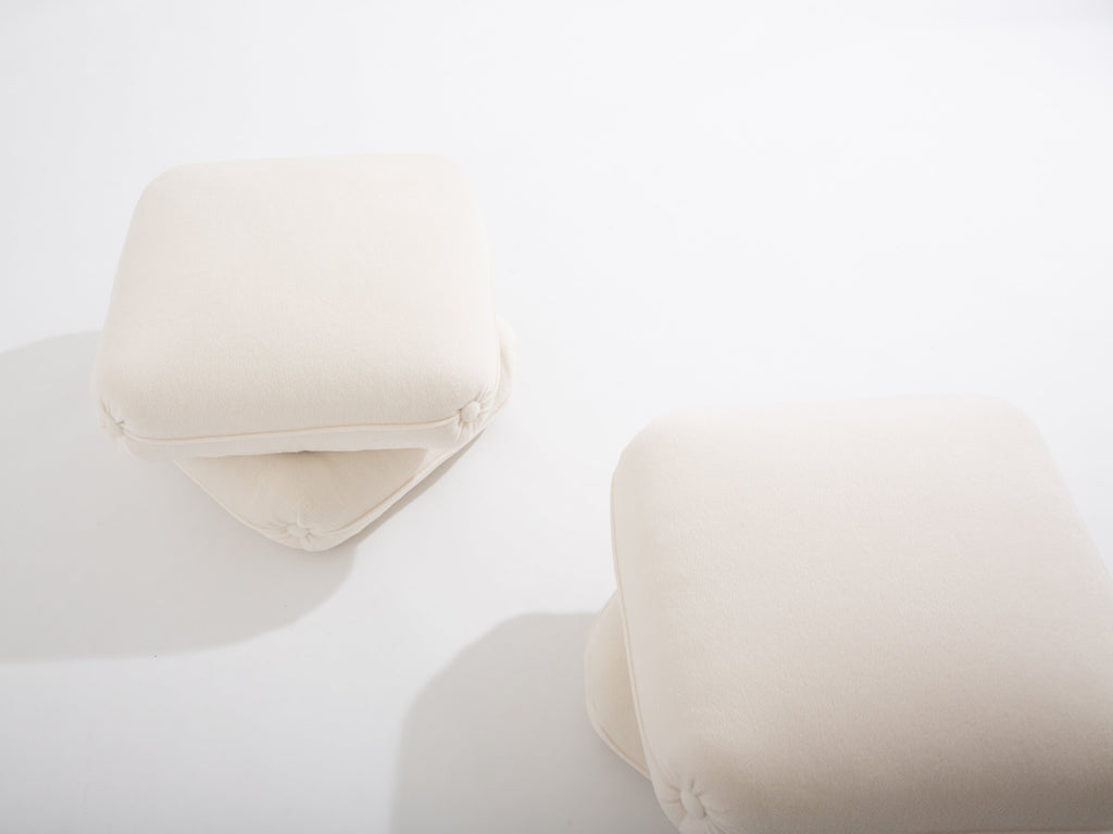Jacques Charpentier for Maison Jansen pair of ottomans white alpaca 1970s