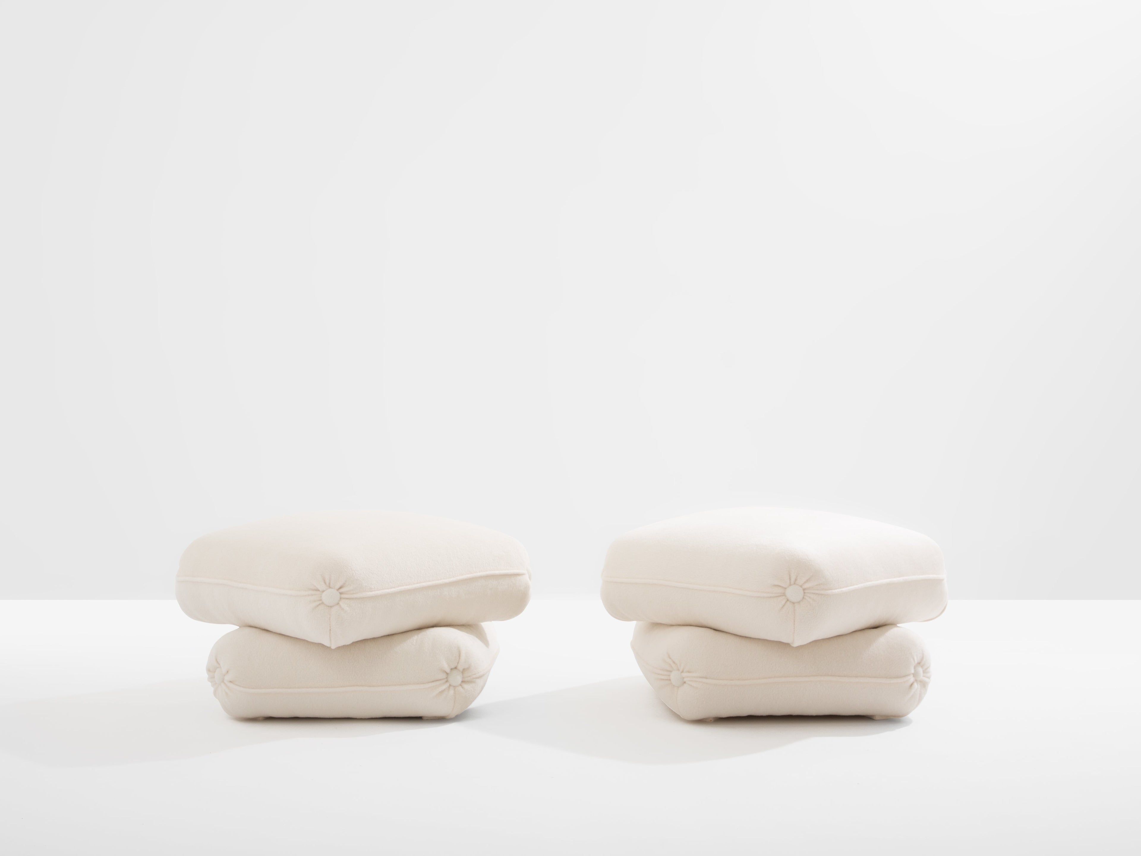 Jacques Charpentier for Maison Jansen pair of ottomans white alpaca 1970s