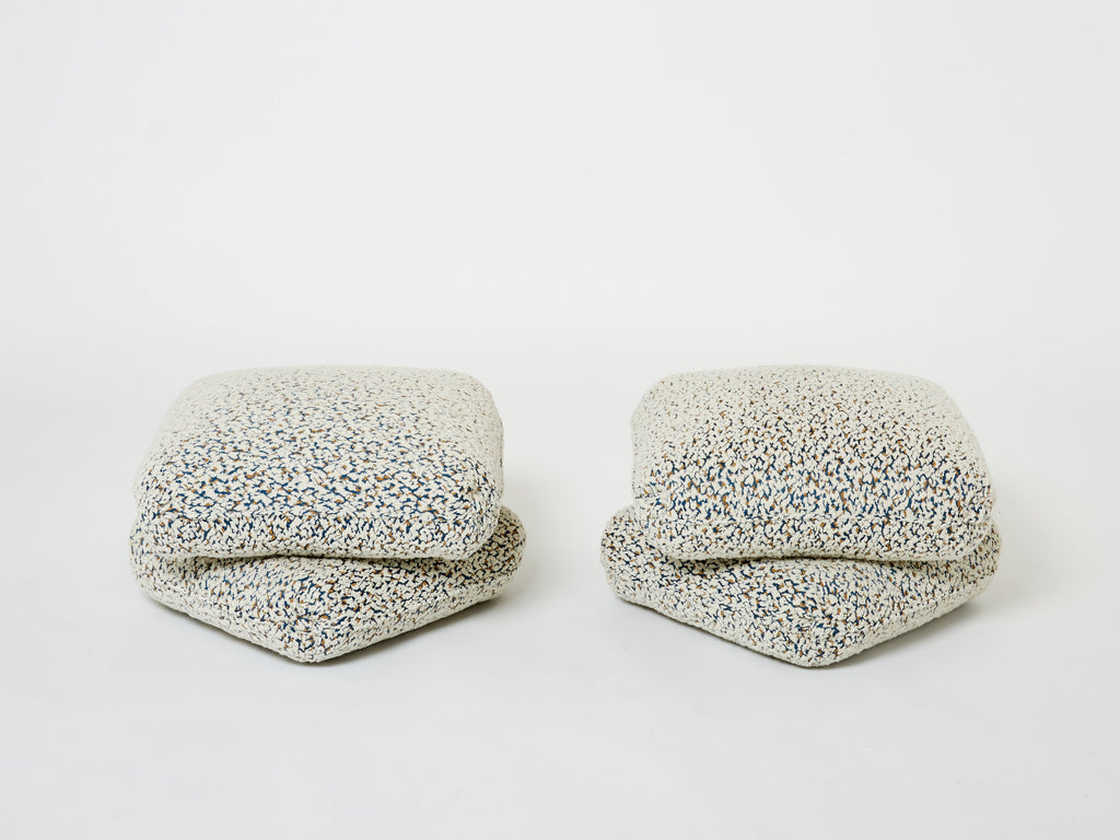 Jacques Charpentier pair of ottomans stools alpaca boucle Maison Jansen 1970s