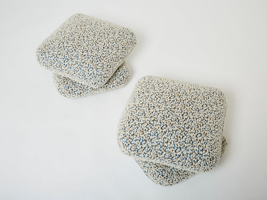Jacques Charpentier pair of ottomans stools alpaca boucle Maison Jansen 1970s