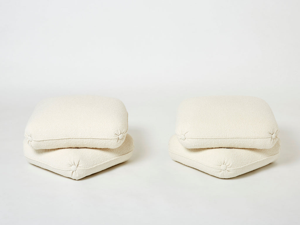 Jacques Charpentier pair of ottomans stools bouclé Maison Jansen 1970s