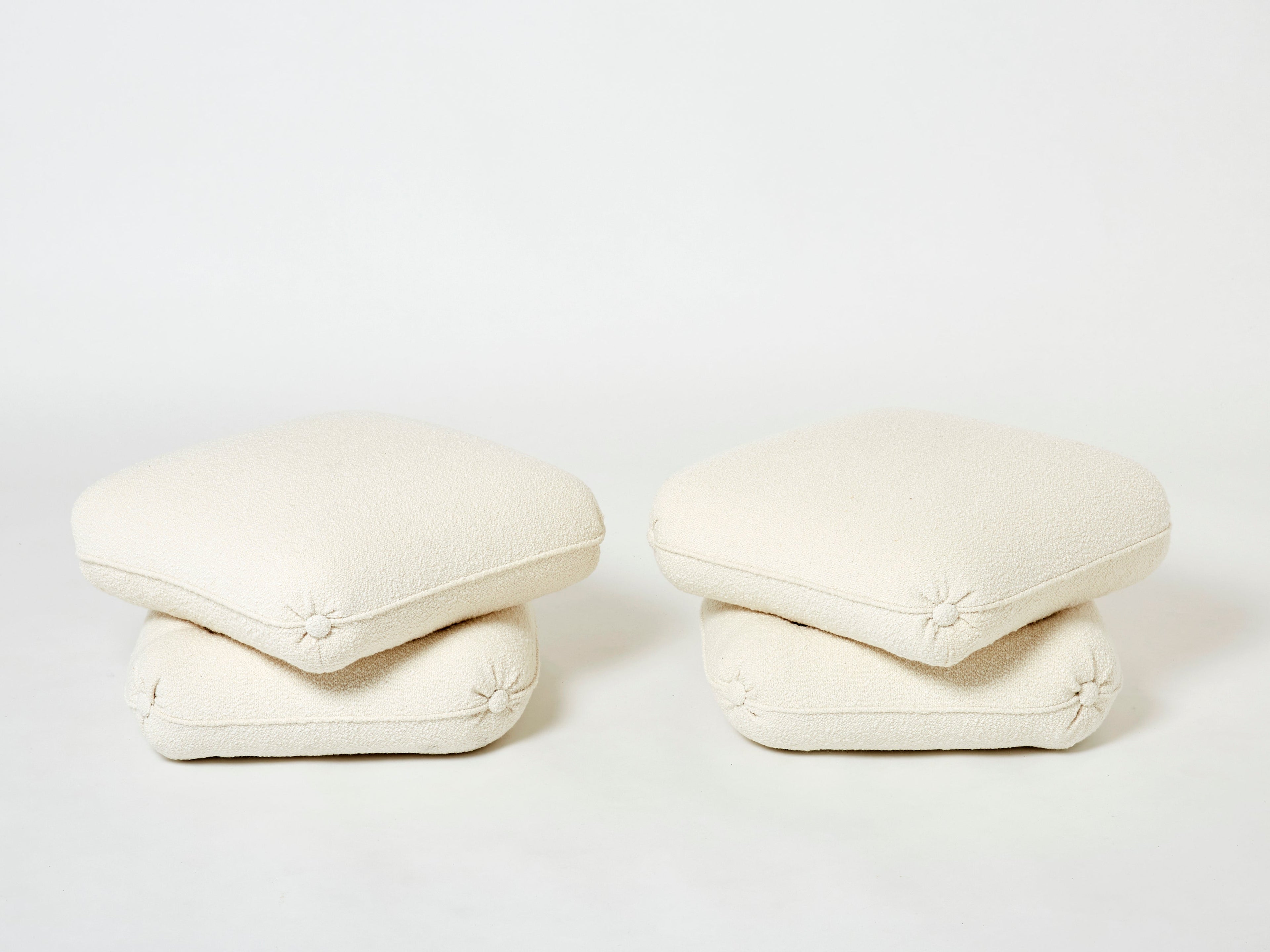 Jacques Charpentier pair of ottomans stools bouclé Maison Jansen 1970s