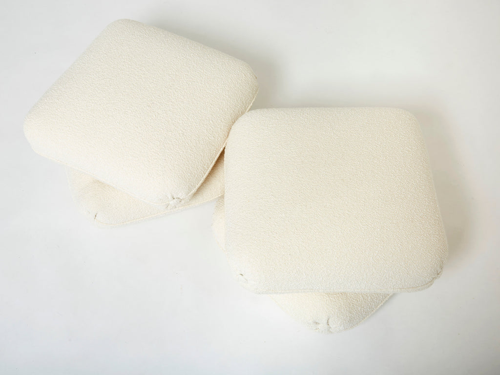 Jacques Charpentier pair of ottomans stools bouclé Maison Jansen 1970s