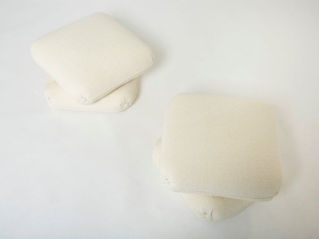 Jacques Charpentier pair of ottomans stools bouclé Maison Jansen 1970s