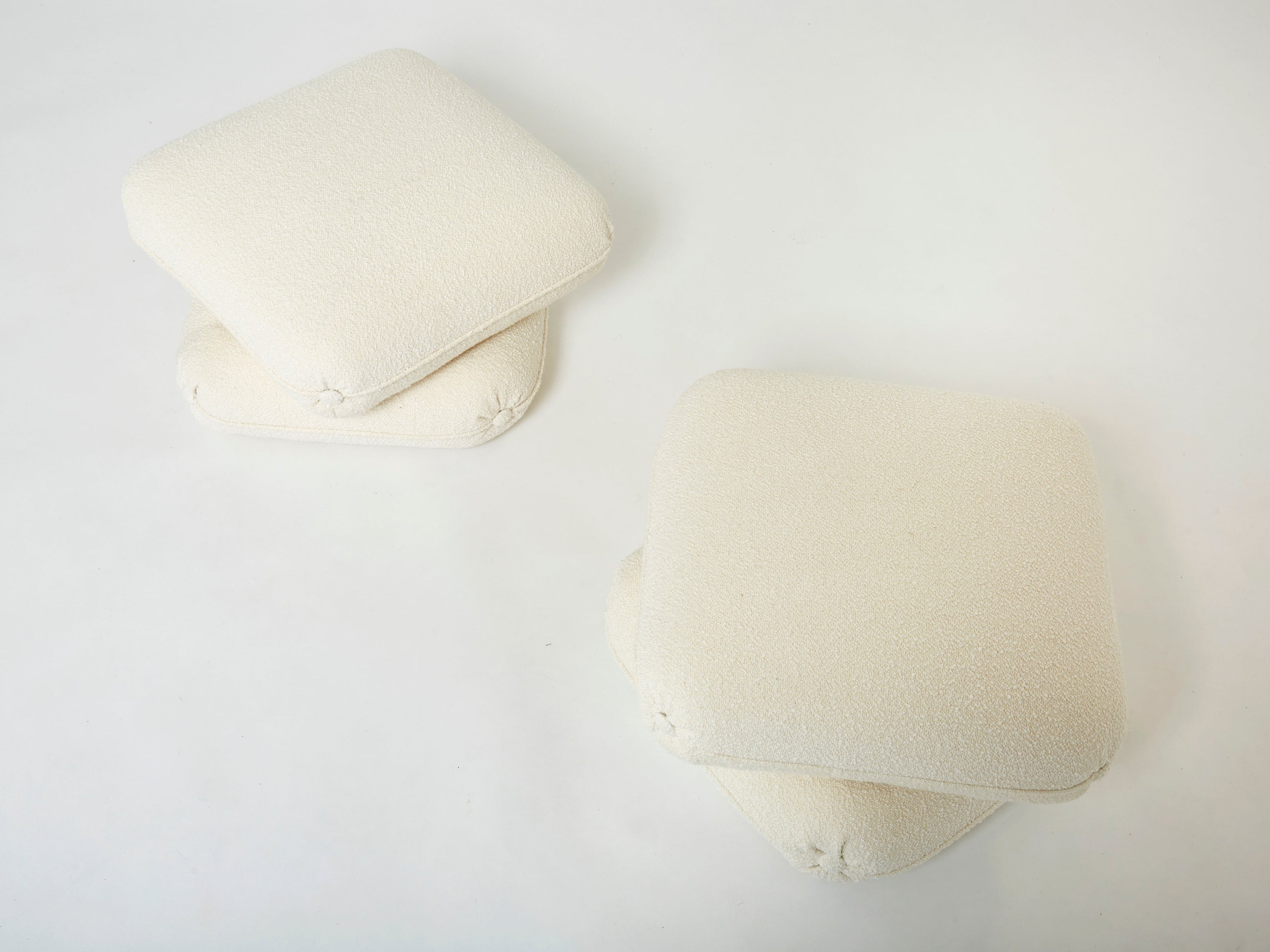 Jacques Charpentier pair of ottomans stools bouclé Maison Jansen 1970s