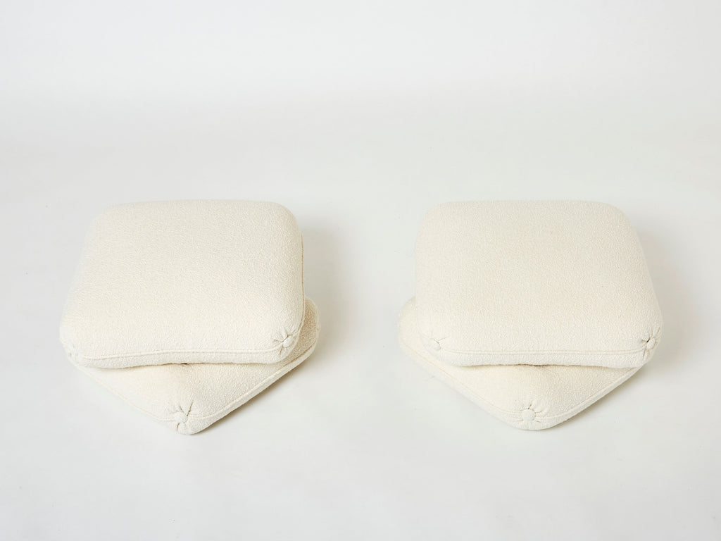 Jacques Charpentier pair of ottomans stools bouclé Maison Jansen 1970s