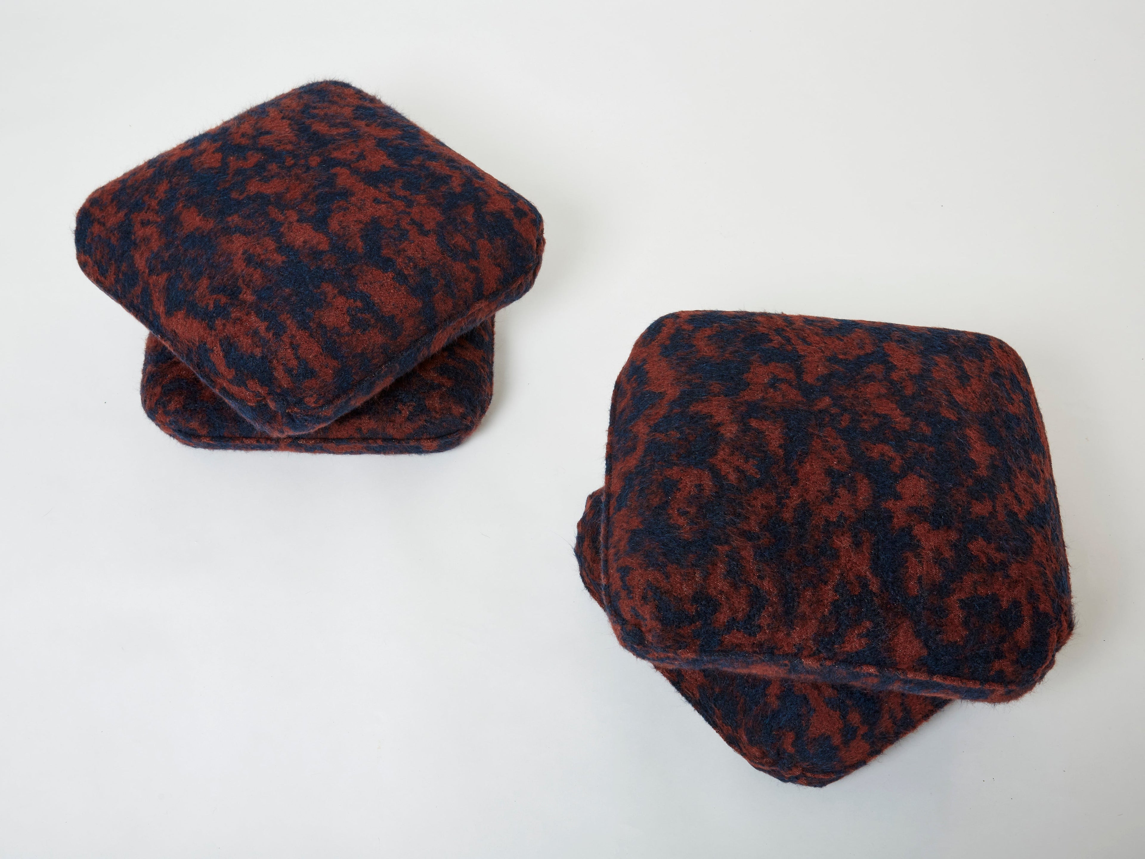 Jacques Charpentier pair of ottomans stools alpaca Maison Jansen 1970s