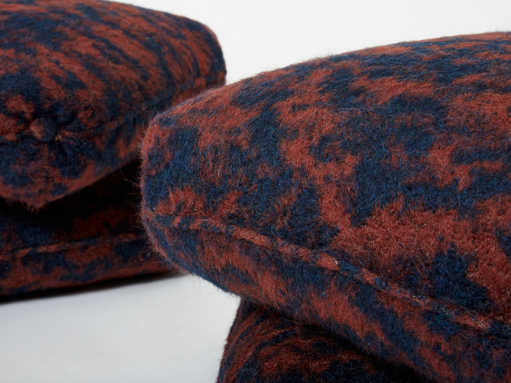 Jacques Charpentier pair of ottomans stools alpaca Maison Jansen 1970s