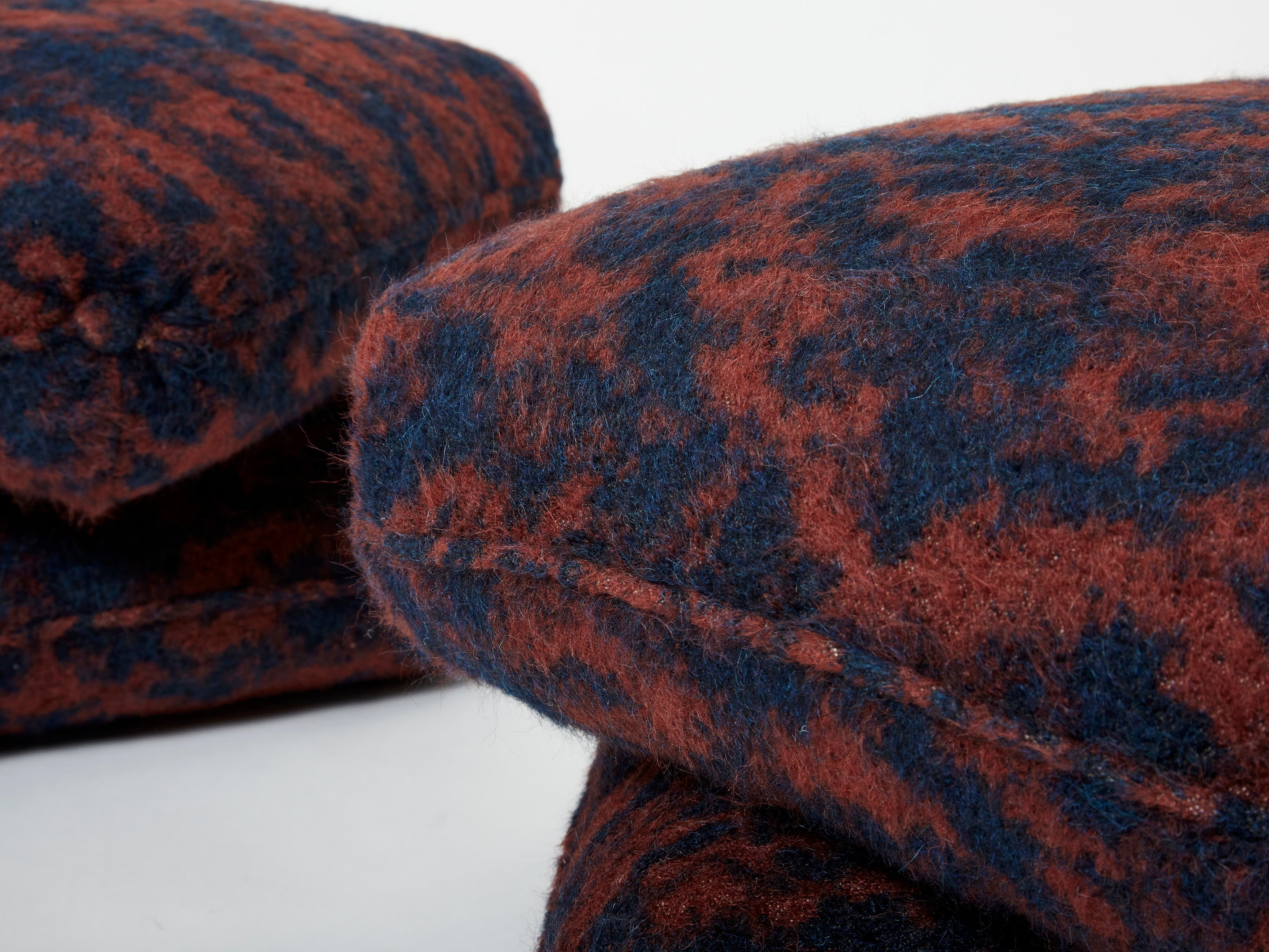 Jacques Charpentier pair of ottomans stools alpaca Maison Jansen 1970s