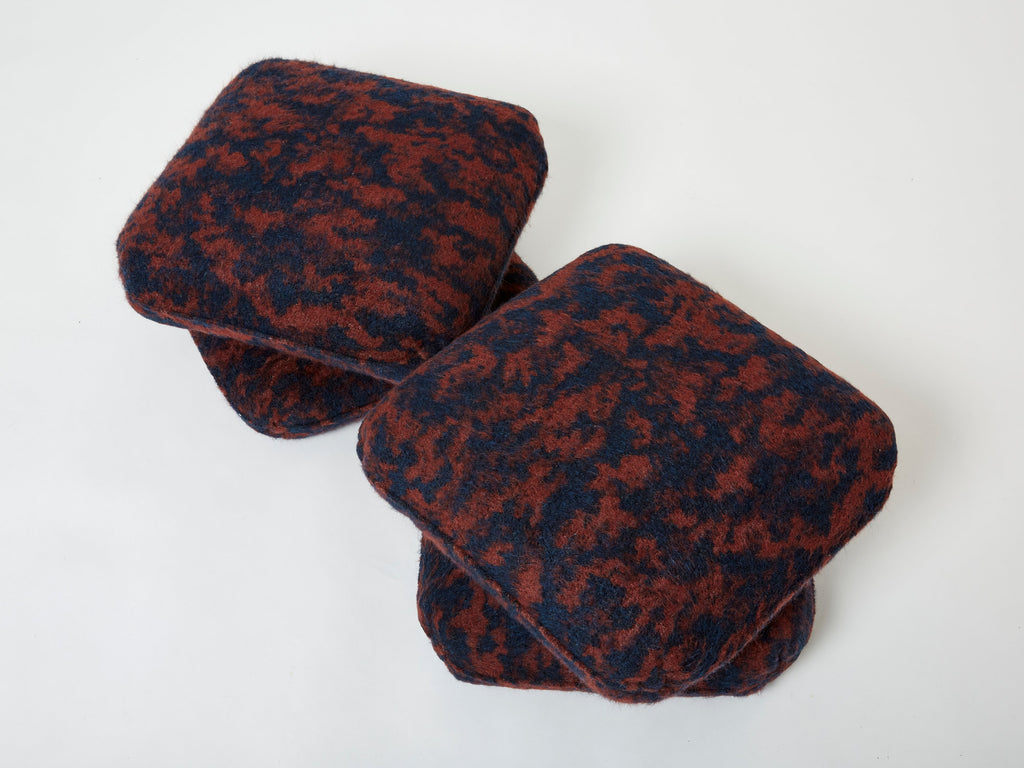Jacques Charpentier pair of ottomans stools alpaca Maison Jansen 1970s