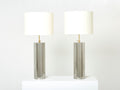 Pair of modernist brushed steel lamps 1966