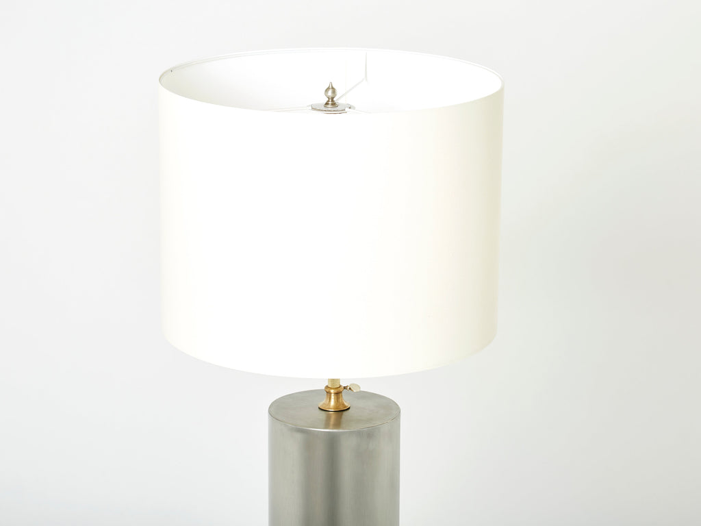 Pair of modernist brushed steel lamps 1966