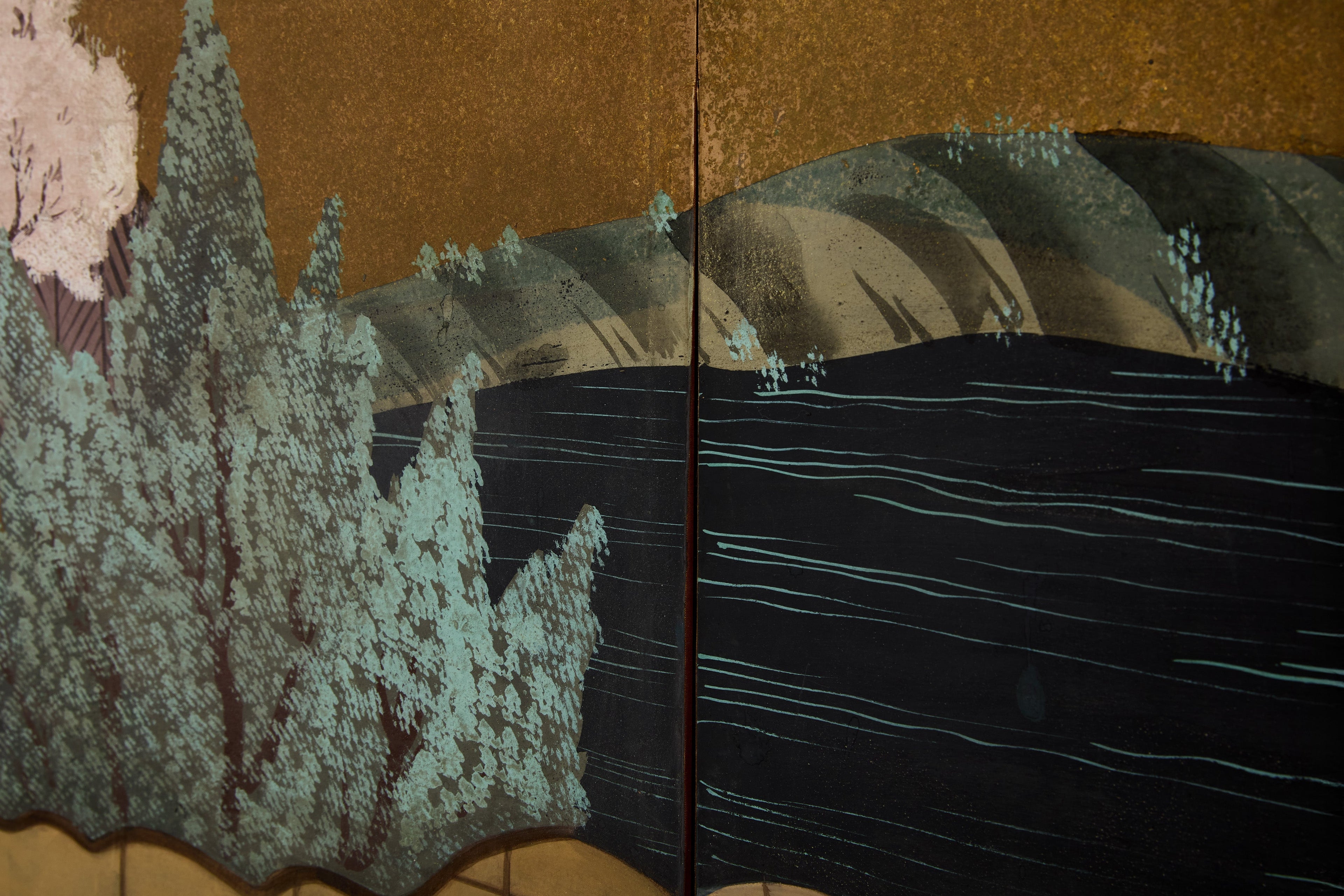 Japanese Byobu six panels screen on paper Edo Period 19th century