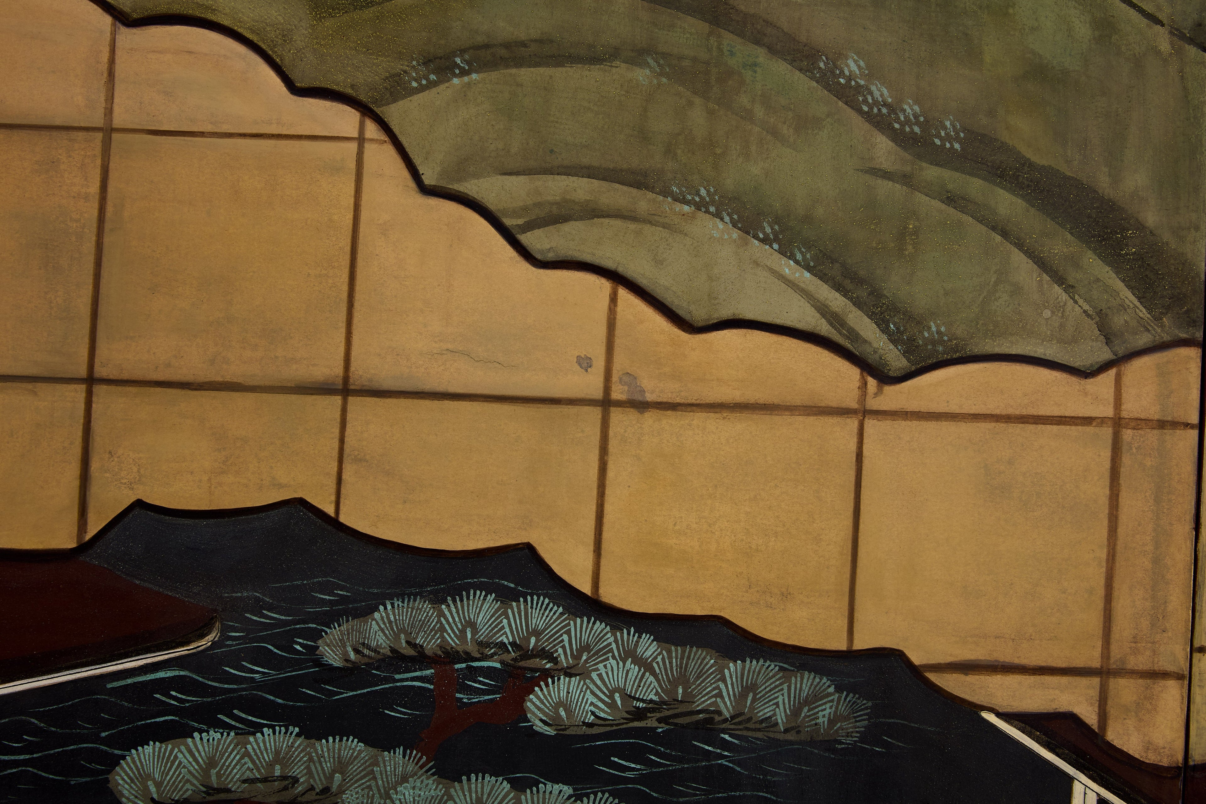 Japanese Byobu six panels screen on paper Edo Period 19th century