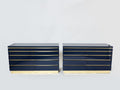 Pair of J.C. Mahey dark blue lacquered brass commodes 1970s