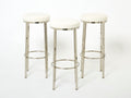 Set of three French steel bouclé bar stools by J.C. Mahey 1970s