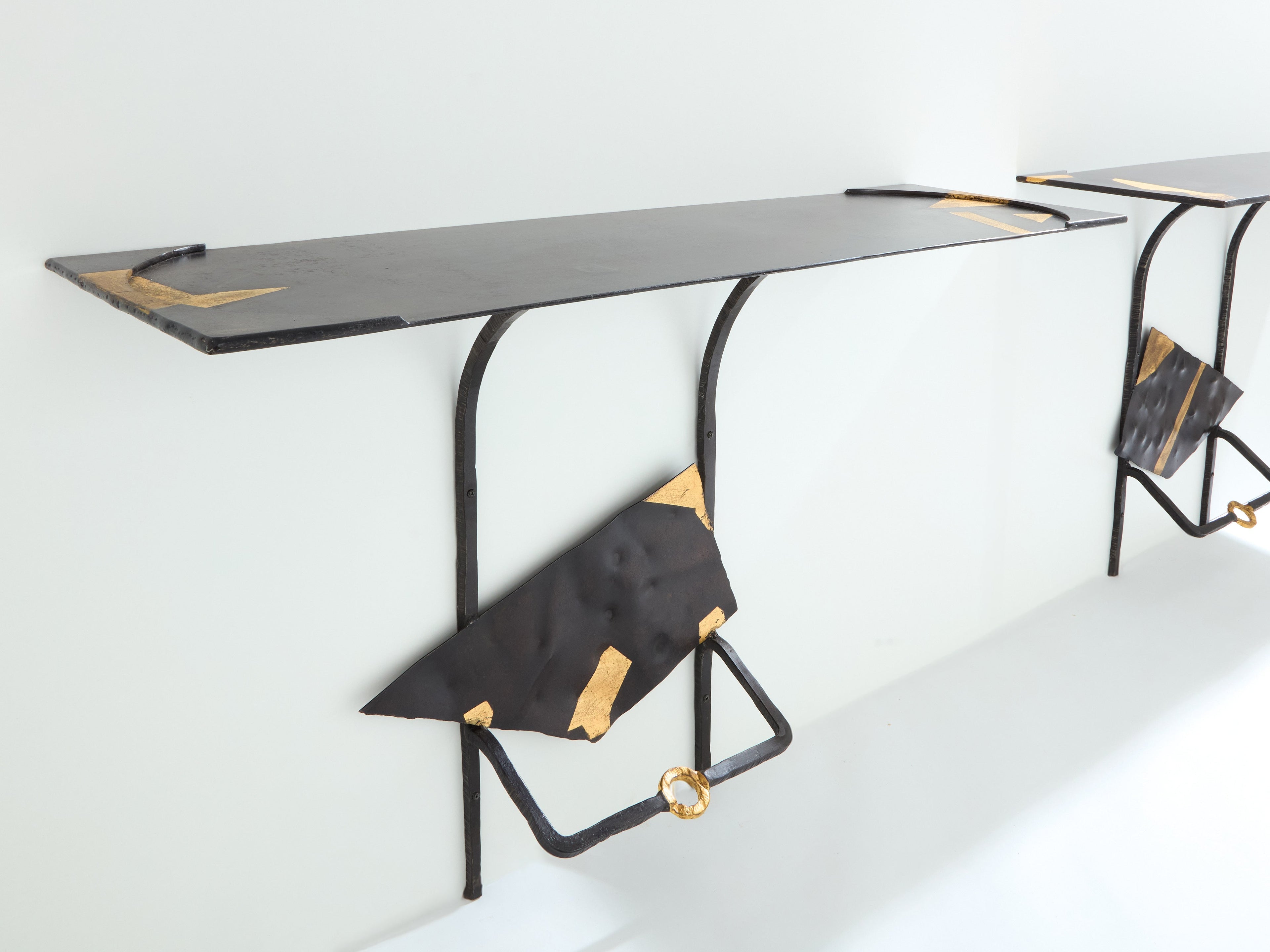 Jean-Jacques Argueyrolles brutalist console tables wrought iron 1990