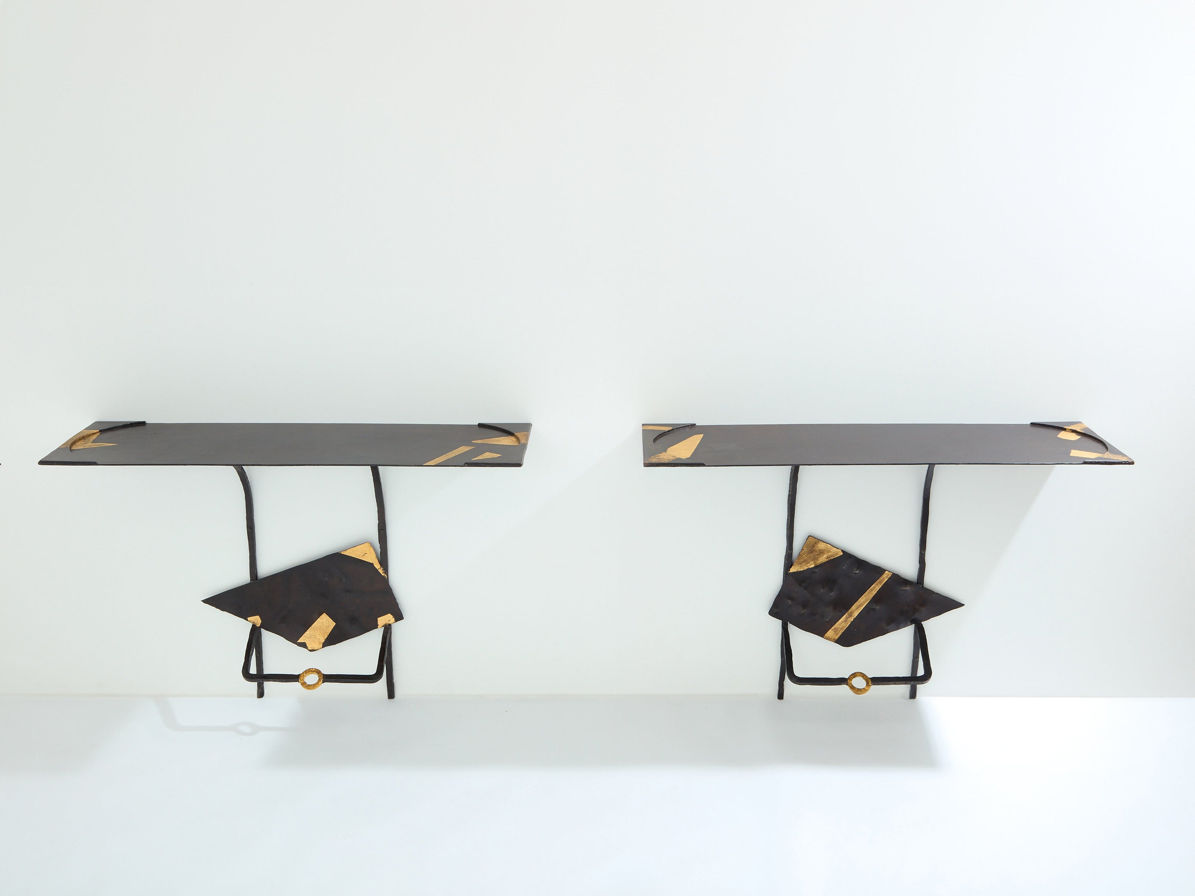 Jean-Jacques Argueyrolles brutalist console tables wrought iron 1990