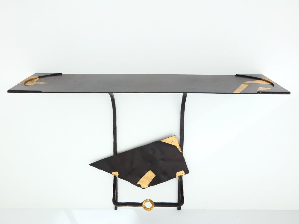 Jean-Jacques Argueyrolles brutalist console tables wrought iron 1990