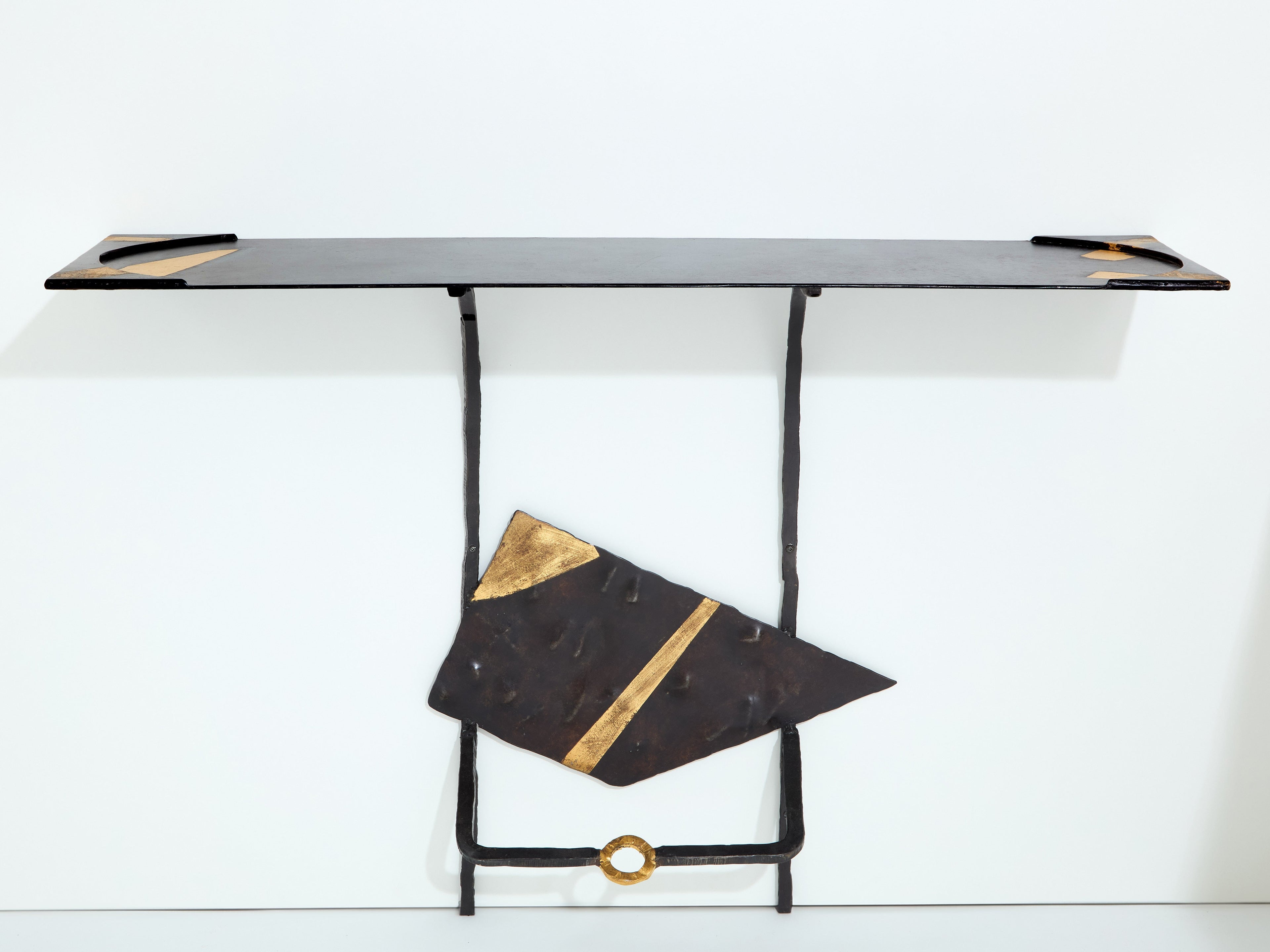 Jean-Jacques Argueyrolles brutalist console tables wrought iron 1990